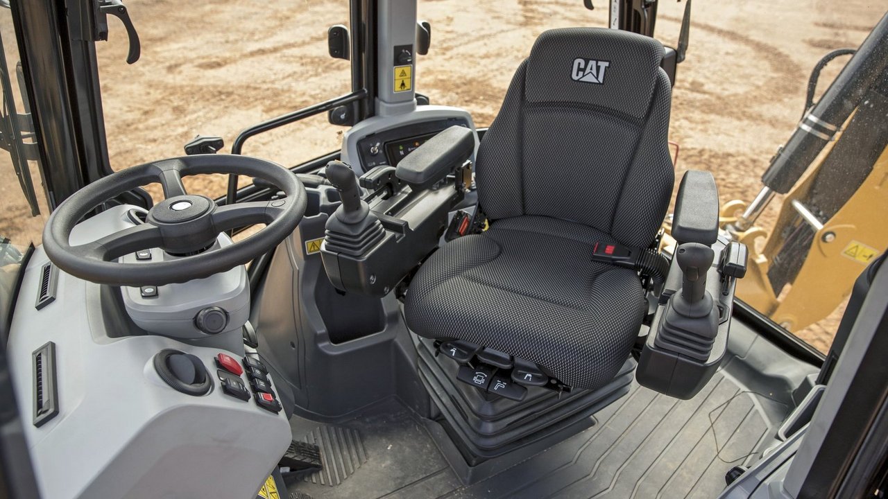 New generation Cat backhoe loader cabin interior