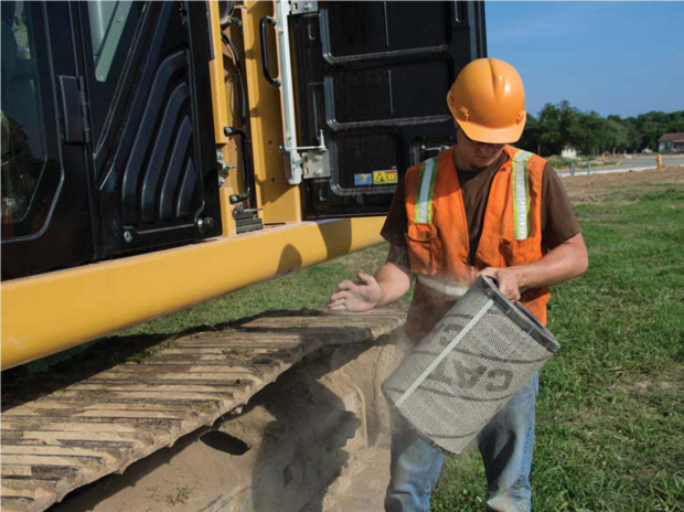 Easy access service points for long reach excavators